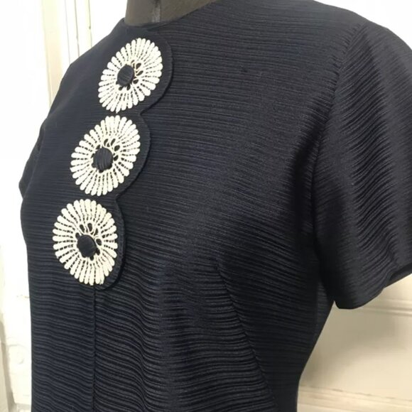 Vintage 1960’s Navy Blue Mynette Day Dress Size 10 - Picture 3 of 10